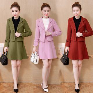 Set: One-button Jacket + A-line Skirt