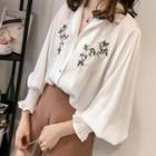 Long-sleeve Flower Embroidery Shirt