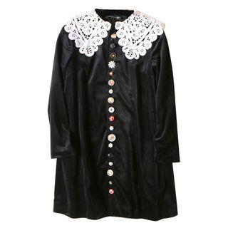 Long-sleeve Crochet Collar Embellished Dress