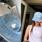 Patched Denim Bucket Hat Light Blue - One Size