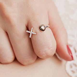 Cz Cross Open Ring