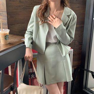 Set: Open Front Blazer + Mini A-line Skirt