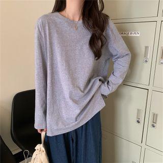 Crewneck Plain Split Loose-fit Top