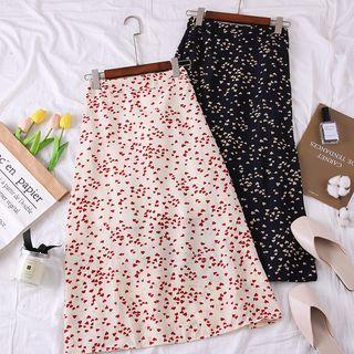 High-waist Printed A-line Skirt