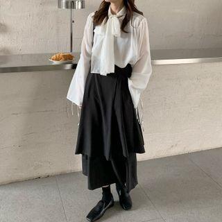 Set: Ribbon Shirt + Layered Maxi Skirt