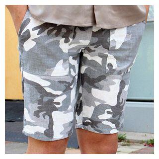 Band-waist Camouflage Shorts
