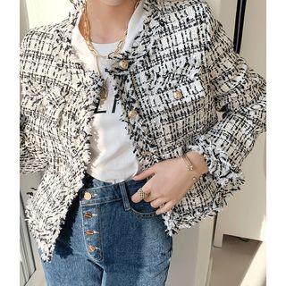 Metallic-button Tweed Jacket Black - One Size