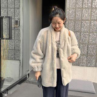 Snap-button Eco-fur Coat