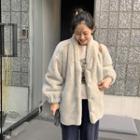 Snap-button Eco-fur Coat