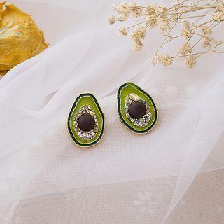 Rhinestone Avocado Ear Stud E2929 - As Shown In Figure - One Size