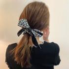 Houndstooth Bow Fabric Hair Tie 1 Pc - Houndstooth - Black & White - One Size