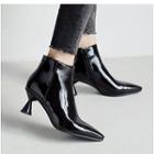 High-heel Pointy-toe Patent Ankle Boots
