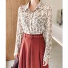 Floral Print Blouse Beige - One Size