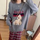Bear Printed Long-sleeve Knitted Sweater