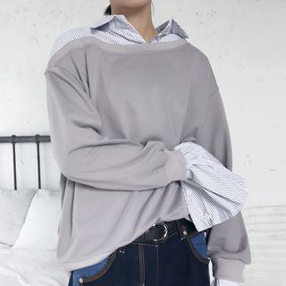 Long-sleeve Mock Two-piece Sweatshirt