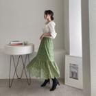 Ruffle-hem Lace A-line Long Skirt