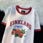Short-sleeve Strawberry Print Vintage T-shirt