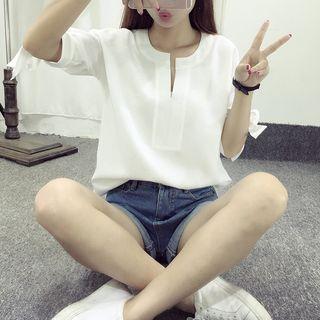 Tie-sleeve V-neck Blouse