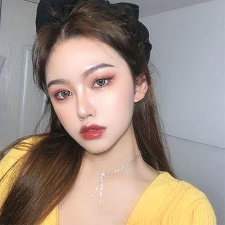 Rhinestone Bow Choker Bow - One Size