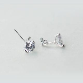 925 Sterling Silver Rhinestone Key Earrings