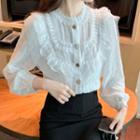 Ruffled Button-up Lace Blouse
