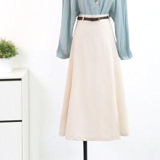 Houndstooth Slit-hem Skirt