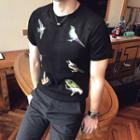 Bird Applique Short Sleeve T-shirt