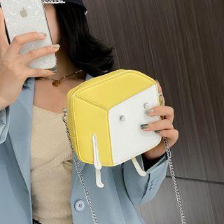 Mini Contrast Panel Chain Crossbody Bag