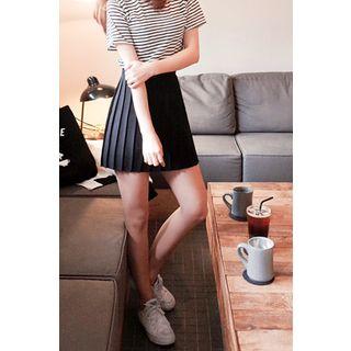 Band-waist Mini Pleat Skirt