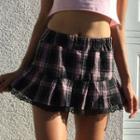 Lace-trimmed Plaid Mini Skirt