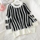 Striped Distressed Sweater As Figure - One Size