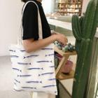 Fish-printed Canvas Shopper Bag