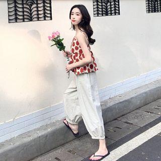 Dot Camisole Top / Elastic-waist Baggy Pants