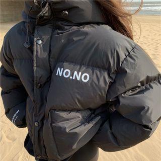 Lettering Print Padding Jacket