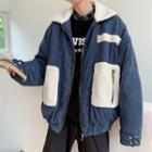 Fleece Panel Corduroy Zip-up Jacket