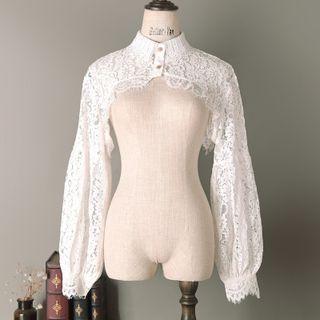 Mock-neck Lace Blouse Shrug