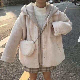 Hooded Plain Furry Jacket
