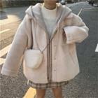 Hooded Plain Furry Jacket