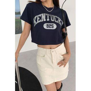 Letter-print Cropped T-shirt