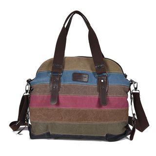Canvas Color Block Carryall Bag As Shown In Figure - One Size