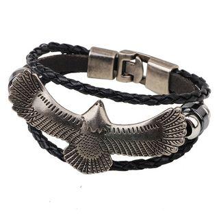 Eagle Woven Leather Layered Bracelet
