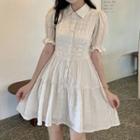 Short-sleeve Tiered Mini Shirt Dress