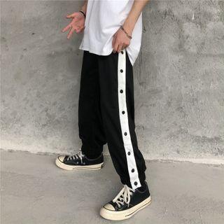 Contrast Trim Button-side Sweatpants