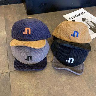 Letter N Corduroy Short Brim Baseball Cap