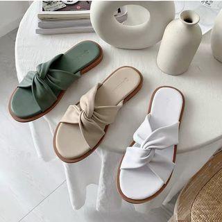 Faux Leather Knotted Slippers