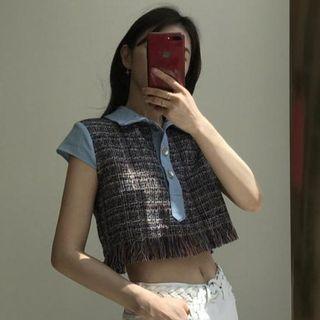 Sleeveless Fringed Hem Cropped Top