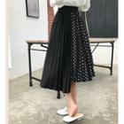 Dotted Chiffon Panel Pleated Skirt