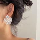 Rhinestone Acrylic Flower Earring 1 Pair - Silver Needle Earring - One Size