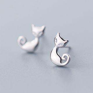 925 Sterling Silver Fox Earring Silver - One Size