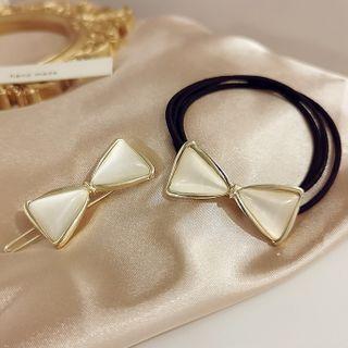 Bow Cat Eye Stone Hair Clip / Hair Tie